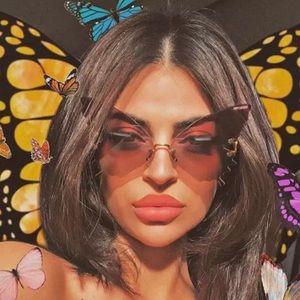 Butterfly Rimless Sunglasses NEW Orange Green Ombré